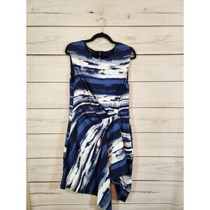 INC International Concepts Asymmetrical Blue and White Dress